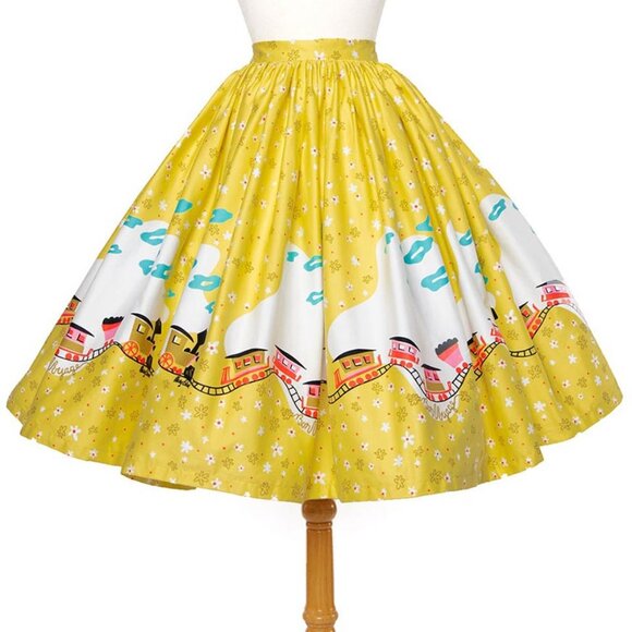 Pinup Girl Clothing Mary Blair Yellow Train Skirt - Picture 1 of 6
